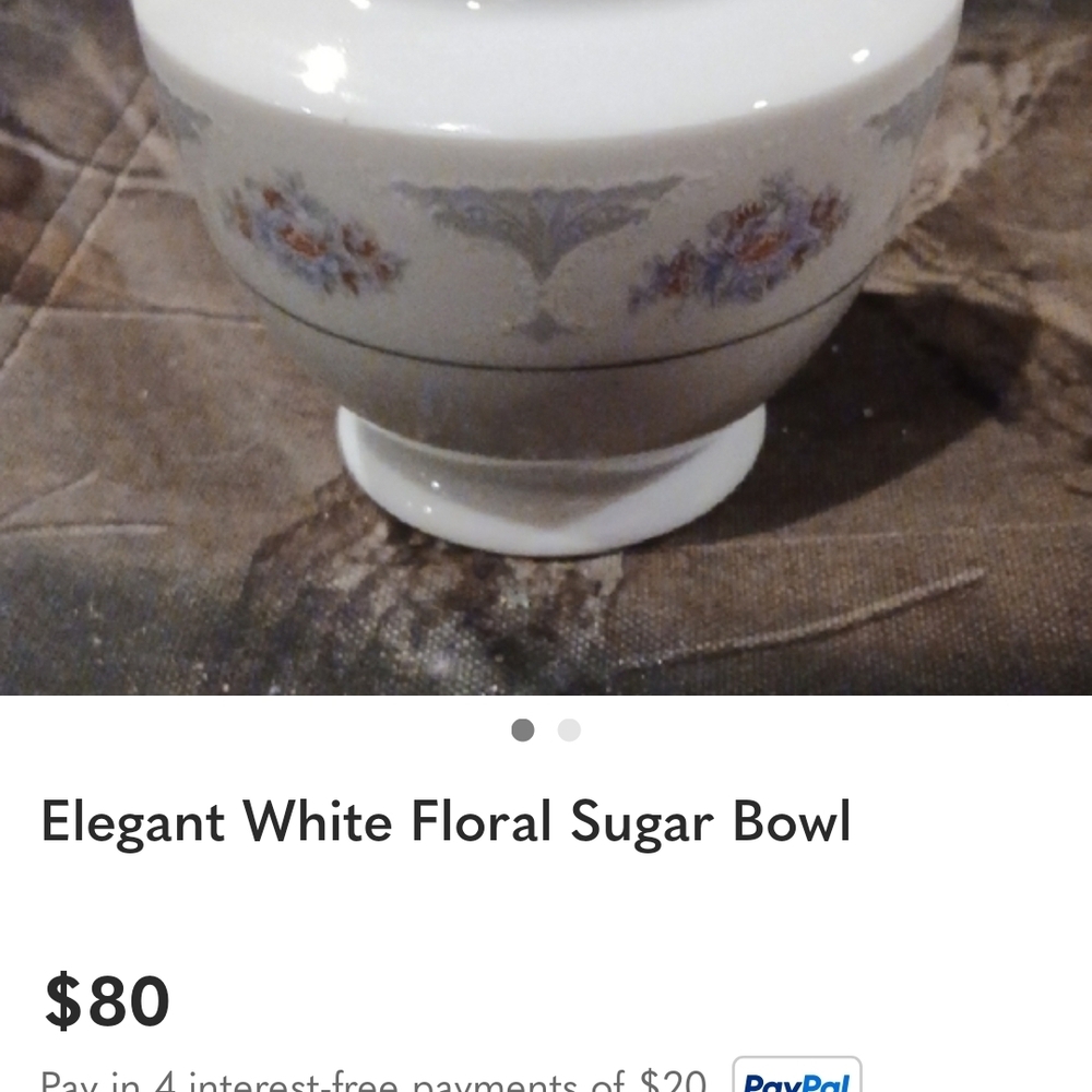 White Floral Sugar Bowl